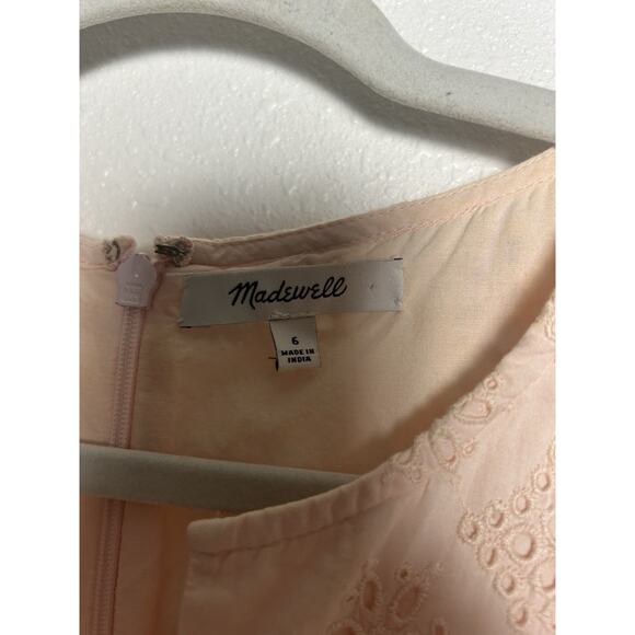Madewell Scalloped Eyelet Pink Midi Dress Cotton Romantic Cottagecore Size 6 - Picture 4 of 7